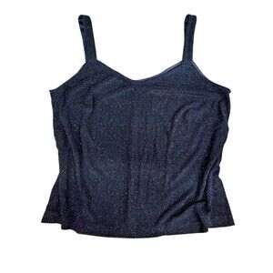 Vintage 90s Womens Alex Evenings Black Glitter Sparkle Slinky Tank 16W
